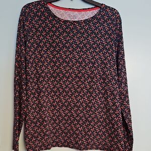 Croft & Barrow Navy and Red Geometric Long Sleeve Top EUC / worn once
